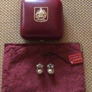 Majorica pearl earrings with cubic zirconia.